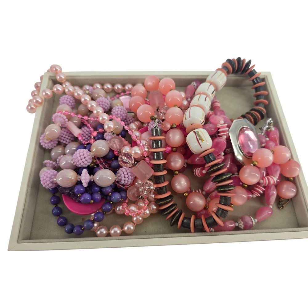 Unbranded Jewelry Lot Womens OS Vintage Beaded Pink Purple Chunky EUC